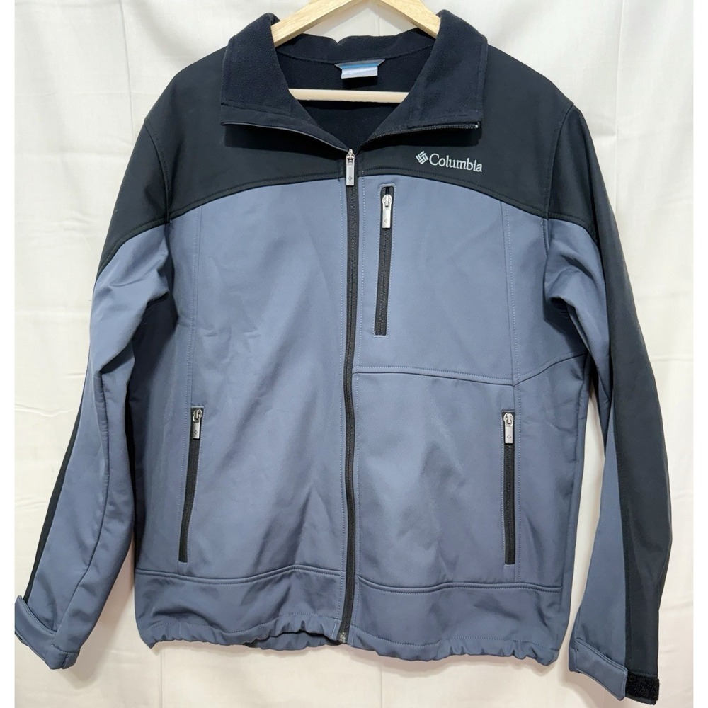 Columbia Ascender Softshell Jacket Men L Blue/ Black Full Zip Windbreaker XM6820